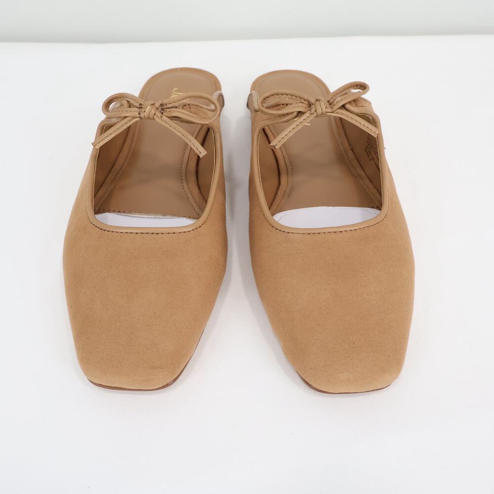 J.Crew Factory Sueded Bow Slip-On Mules Sienna Tan Size 6 NWOT - Picture 3 of 9
